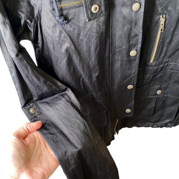 JOIE Silky Nylon Barker Utility Jacket Buttons Snaps Zippers Drawstring Small - Picture 9 of 15